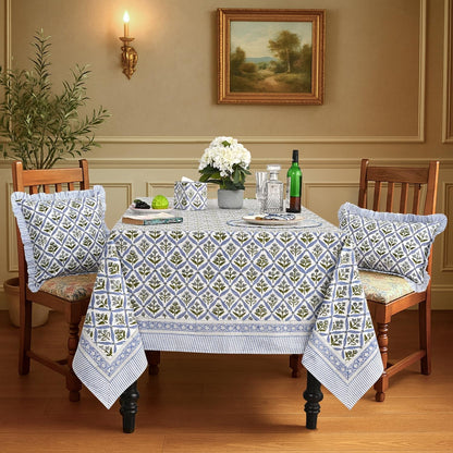 Steel Blue 60X60 Inches Square 100% Cotton Hand Block Print Tablecloth Washable Halloween Thanksgiving/Christmas Parties/Wedding Use,Fall Décor Farmhouse Dining Dinner Tablecloth2