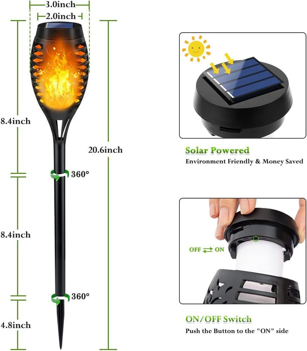Outdoor Solar Lights, 6Pack Solar Torch Light with Flickering Flame6