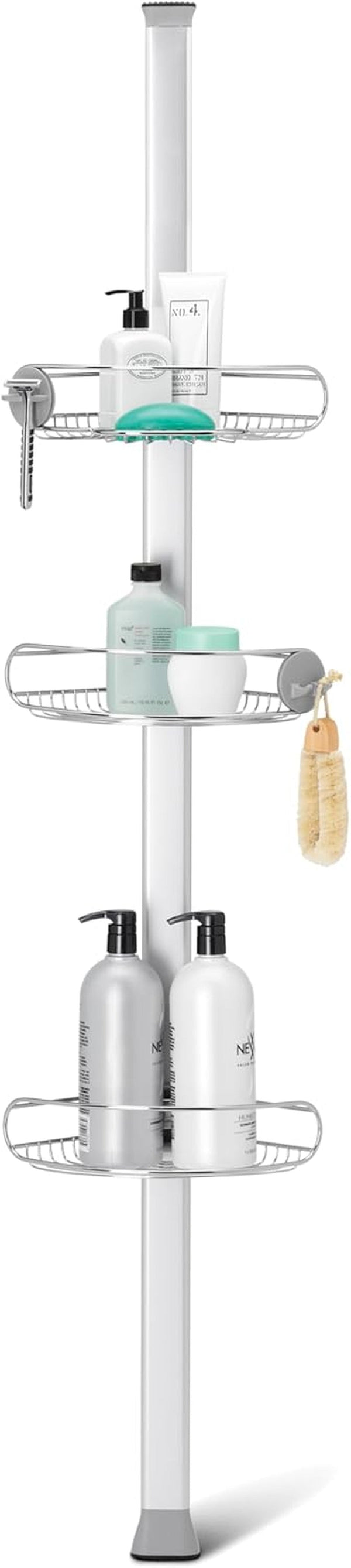 Simplehuman 8' Tension Pole Shower Caddy, Stainless Steel and Anodized Aluminum1