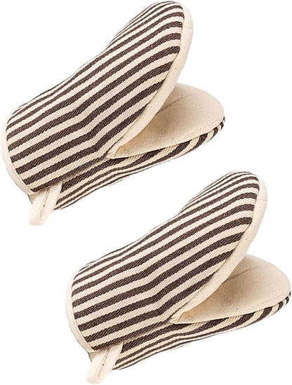 1 Pair Mini Oven Mitts,High Heat Resistant Oven Gloves,Kitchen Short Oven Mit with Hanging Loop for BBQ, Baking, Cooking and Grilling, (Khaki)1