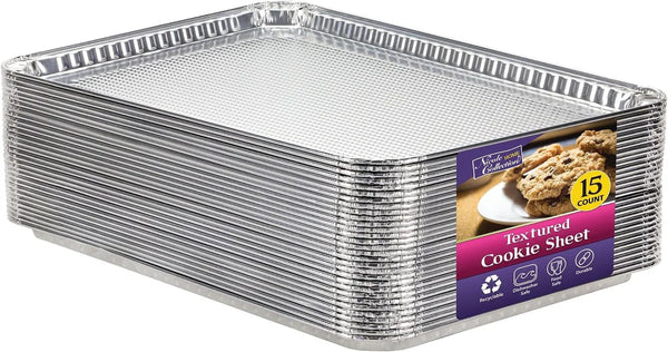 Aluminum Pans Half Size Textured Cookie Sheet 15 Count Durable Nonstick Baking Sheets 15.87" X 11" - Sheet Pan, Baking Tray, Cookie Sheets, Foil Pans, Foil Trays, Sheet Baking Pans1