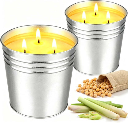 Citronella Candles Outdoor – 2 X 17 Oz Large 3-Wick Outdoor Candle, up to 180 Hours Burn Time, Lemongrass Scent for Outdoor Patio, Garden, Yard, Balcony, Camping1