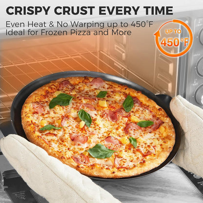 2 Pack Pizza Pan 14 Inch with Holes, Rust-Free Nonstick Pizza Pan for Oven, 0.8Mm Carbon Steel Perforated Pizza Tray with Wider Handles, round Baking Sheet for Frozen & Homemade Pizza, Grey7