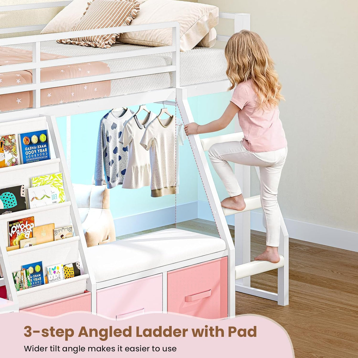 low-loft-bed-with-7-storage-drawers-reading-nook-kids-twin-loft-bed-with-bookshelf-led-lights-safety-guardrail-loft-bed-twin-size-with-35-8h-play-space-inclined-ladder-white-pink