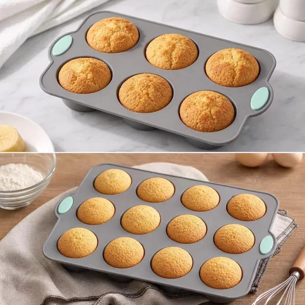 gray-green-silicone-bakeware-set-of-3-round-flower-pan-6-12-cavity-pastry-trays-for-household-baking