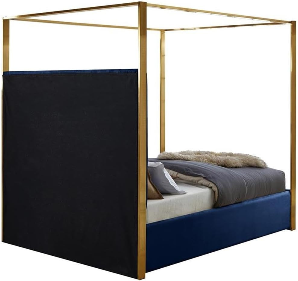 contemporary-velvet-king-bed-navy-finish-deep-channel-tufting-brushed-brass-metal-frame-full-slats-canopy-height-78-5-headboard-height-60-5-elegant-bedroom-furniture