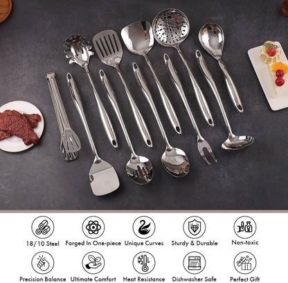 18/10 Stainless Steel Kitchen Utensils Set with Holder for Countertop3