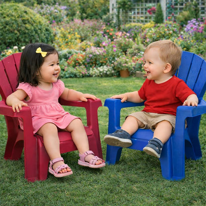 Kids Garden Chair 2 Pack in Blue, Outdoor Toddler Activity Adirondack Chairs for Picnic, Garden, Patio, Backyard & Beach, Outdoor Chair Set5