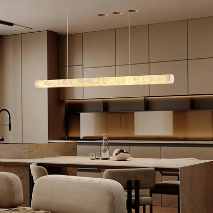 Alabaster Chandelier, L43In Modern Brass Linear Chandelier for Dining Room, Luxury Mrable Rectangular Chandelier over Table Pendant Light for Kitchen Island Living Room Dining Table6