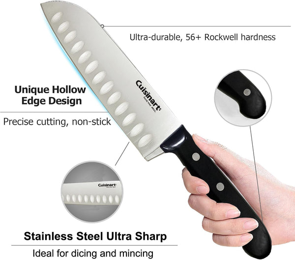 Classic 7" & 5" Santoku Knife Set with Guards - Nitrogen Infused Stainless Steel - C77TRN2-2PSAN5