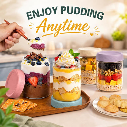 Mason Jars, 16 Oz Overnight Oats Containers with Lids, Glass Jar with Lid | 6 Pack Wide Mouth Glass Mason Jars with Airtight Lids, Overnight Oats Jars for Yogurt, Meal Prep, Chia Pudding, Storage, Home7