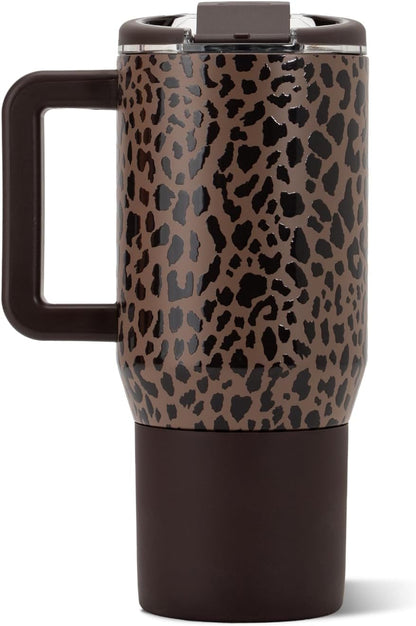 Coffee Traveler 20Oz Ceramic-Lined Mug with Handle, Brown Leopard2