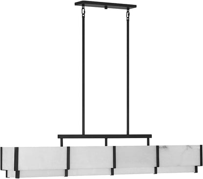 1-2332-8-50 Orleans Vintage Mid-Century Modern Natural Alabaster Linear Chandelier, 8-Light 480 Total Watts, 11" H X 58" L, Black Cashmere4
