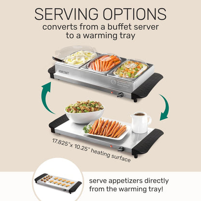 HCBS15SS 3-Station 1.5-Quart Stainless Steel Buffet Server Slow Cooker & Warming Tray, Adjustable Temperature, Perfect for Dinner, Appetizers4