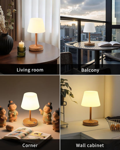 Cordless LED Wood-Grain Small Table Lamp, Waterproof Shower Desk Lamp7