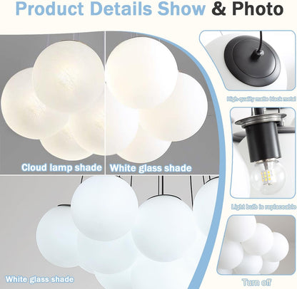 Modern Bubble Chandelier 19-Light White Glass Chandeliers Black4