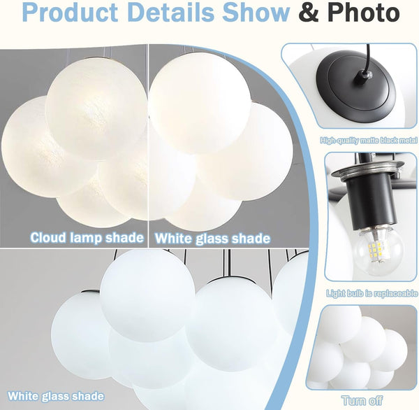Modern Bubble Chandelier 19-Light White Glass Chandeliers Black4