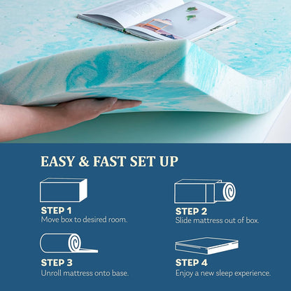 EGO 2 Inch Twin Mattress Topper Gel Memory Foam for Pressure Relief | Cooling Gel Infused, Dorm Room Essentials Bed Topper in a Box, Certipur-Us Certified, 75"Lx38"W5