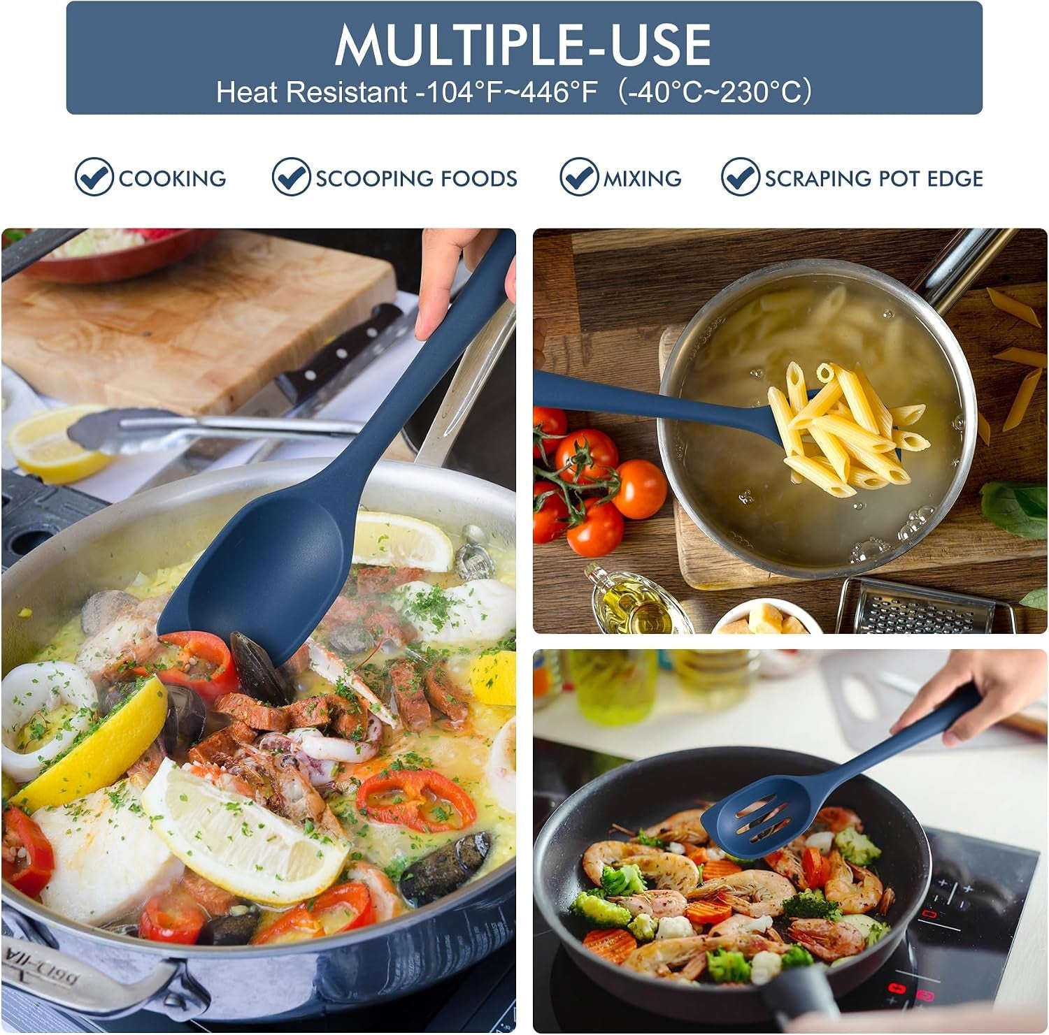 446-f-heat-resistant-silicone-cooking-spoon-spatula-bpa-free-large-kitchen-solid-and-slotted-spoons-for-mixing-serving-scraping-non-stick-dishwasher-safe-classic-blue-12-5inch