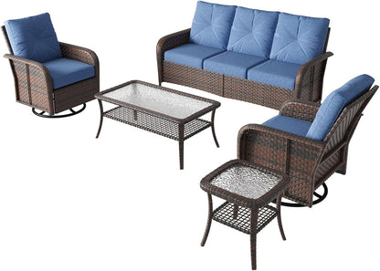 7 Piece Outdoor Patio Furniture Set for Backyard, Navy Blue2