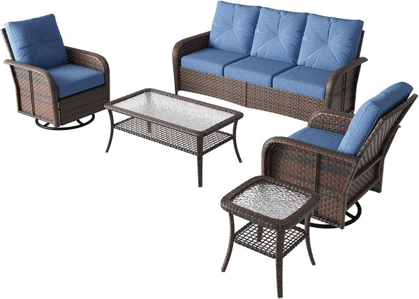 7 Piece Outdoor Patio Furniture Set for Backyard, Navy Blue2