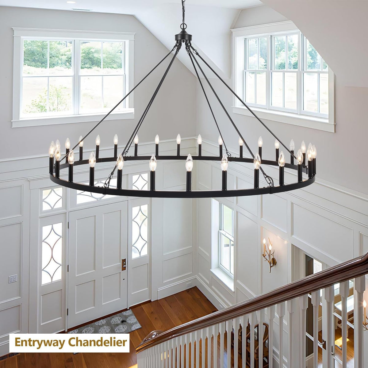 black-extra-large-wagon-wheel-chandelier-60-inch-30-lights