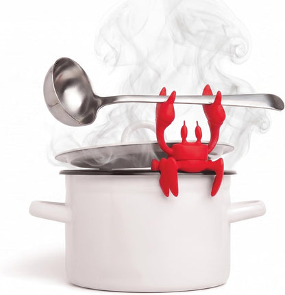 2 in 1 Silicone Spoon Rest & Steam Releaser - Large Spoon Holder for Stove Top - Unique and Useful Gift for Cooking - Heat Resistant Utensil Rest, Kitchen Gadgets, Red Gift (Red the Crab)1