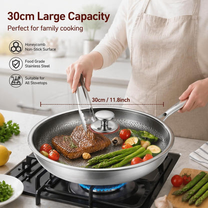 Titanium Pans for Cooking, 12 Inch Titanium Pro Hammered Frying Pan with Lid, Titanium Cookware for Cooking Kitchen Induction Compatible6