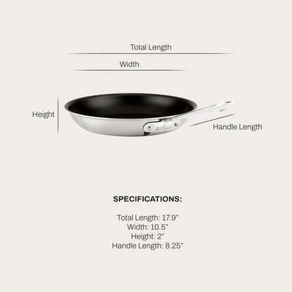 All-Clad D5 Pro Nonstick Stainless Steel 10" Frying Pan, Made in the USA | the Upgrade for Supremely Even Heat, Professional, Brushed Stainless Steel, Induction Compatible, Oven Safe up to 600F2