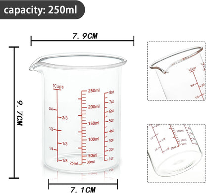 Glass Measuring Cup 8OZ/250ML/1 CUP High Borosilicate Heat Resistant Glass Measuring Cup with Clear Markings (Oz, Cup, Ml) Liquid Measuring Cup with Spout (250Ml)4