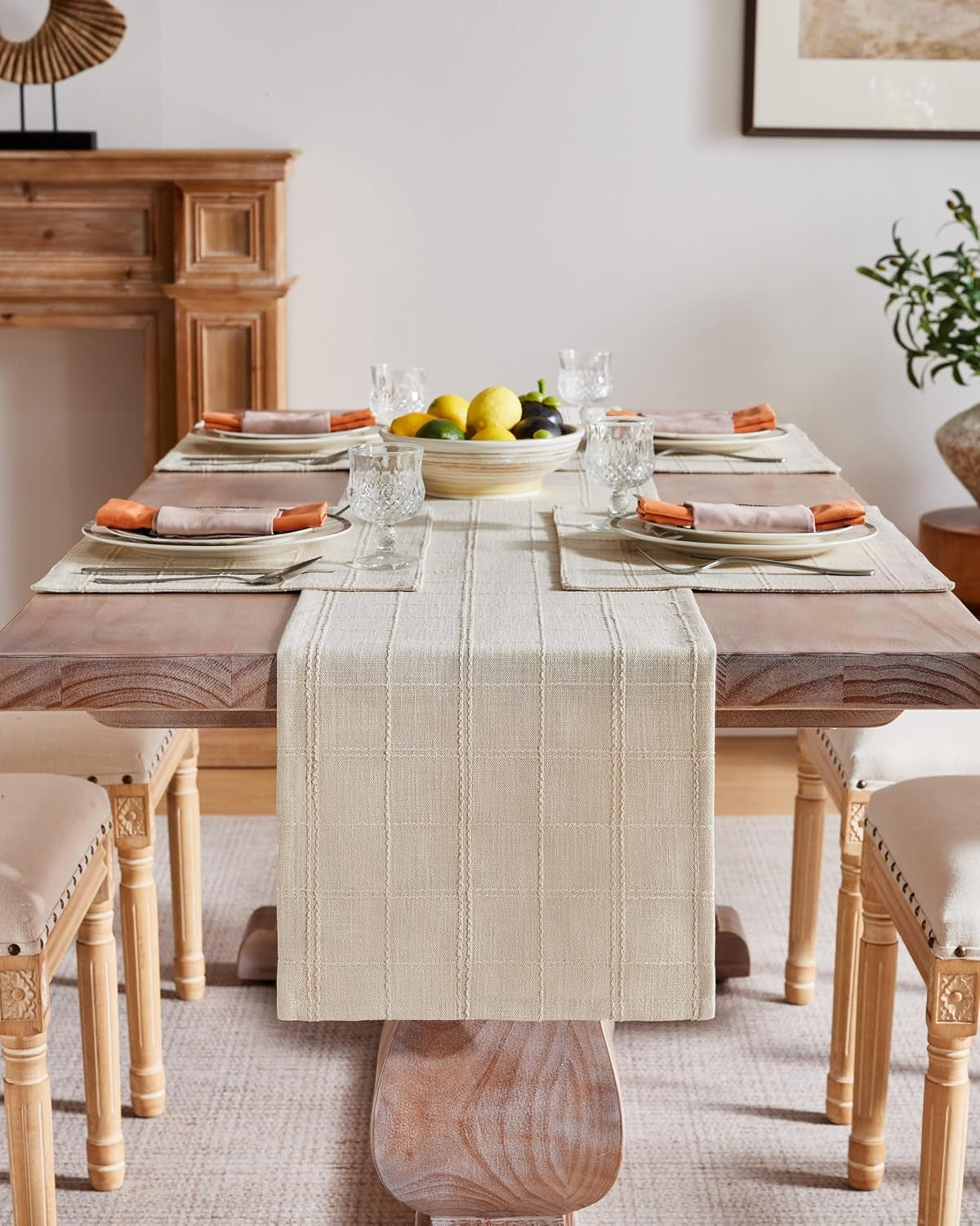 linen-checked-farmhouse-table-runner-13x72-inches-neutral-beige-raised-grid-design-rich-woven-texture-linen-blend-table-runners-72-inches-long-machine-washable-boho-home-kitchen-decor