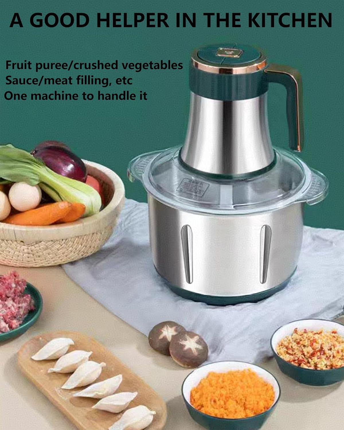 3l-electric-meat-grinder-300w-food-processor-food-chopper-3l-stainless-steel-bowl-300w-motor-five-speeds-six-blade-system-safety-lock-and-overheat-protection-for-meat-vegetable
