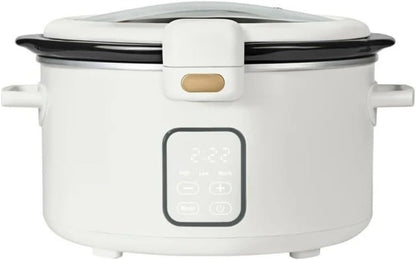 Wonderful 4 Qt Digital Slow Cooker Electric Cooker Pot with Automatic Warm & Hinged Locking Lid, Non-Skid Feet, Cook and Carry Kitchen Appliances (White)1