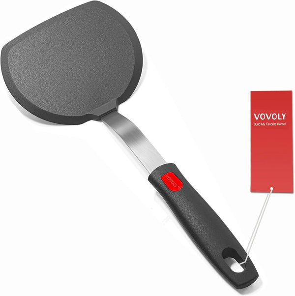 Silicone Pancake Spatula Turner with Lengthened Handle, Heat Resistant Cooking Spatulas for Nonstick Cookware, Large Flexible Kitchen Utensils BPA Free Rubber Flipper for Egg, Pancake, Fish, Burger1