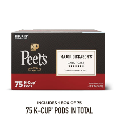 Peet'S Coffee, Dark Roast Keurig K-Cup Pods, 100% Arabica Coffee - Major Dickason'S Blend 75 Count (1 Box of 75 Pods)3