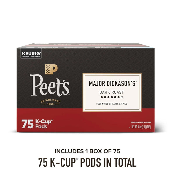 Peet'S Coffee, Dark Roast Keurig K-Cup Pods, 100% Arabica Coffee - Major Dickason'S Blend 75 Count (1 Box of 75 Pods)3