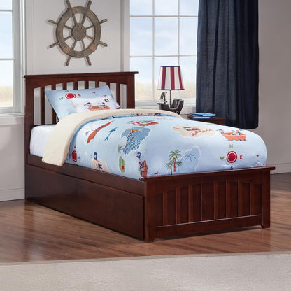 , Mission Twin Storage Platform Bed with Matching Footboard, Walnut3