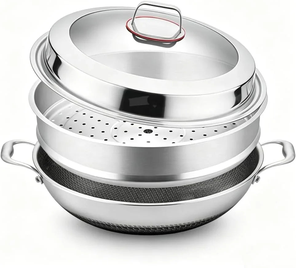 tri-ply-stainless-steel-wok-pan-with-lid-and-steamer-basket-hybrid-woks-stir-fry-pans-nonstick-with-double-handles-induction-large-saute-pan-deep-frying-pan-17-3inch-wok-with-steamer