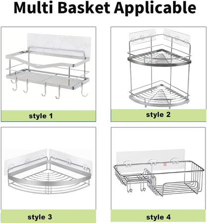 14PCS Shower Caddy Adhesive Replacement,Shower Shelves Strip Pad Organizer Sticker Replacement Bathroom Heavy Duty Strong Sticky Wall No Drilling Transparent4