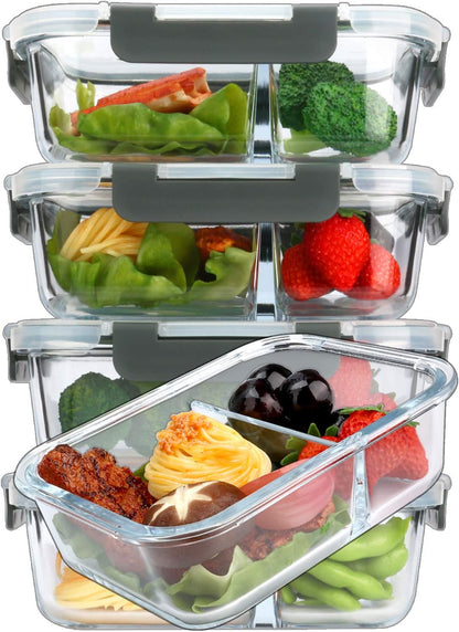 5 Pack,36 Oz, 2 Compartments Glass Meal Prep Containers with Lids1