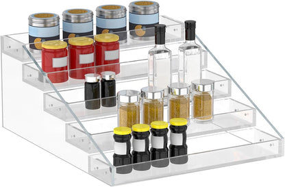 Wide Clear Acrylic Spice Rack for Countertops- 5 Tier1