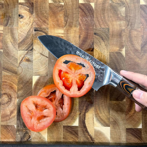 5.5" Santoku Knife, Pro Chefs Kitchen Knives, HC Stainless Steel, Hammered Ultra Sharp Blade, Bamboo Shape Handle Cooking Cutlery 2025 Gifts for Home & Restaurant5