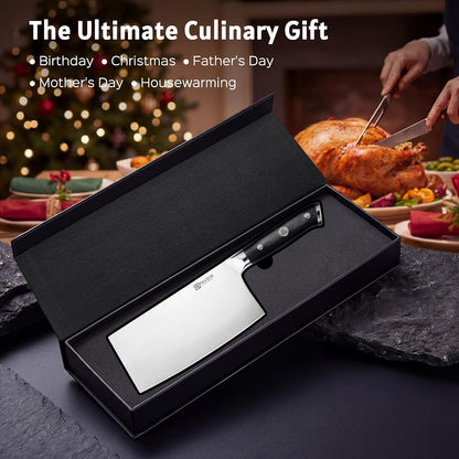 Cleaver Knife 7 Inch, Razor Sharp Chinese Chef Knife Dishwasher Safe, German High Carbon Steel Vegetable Cleaver with G10 Handle, Meat Slicing Slicer, Daily Meal Prep for Home and Restaurant9