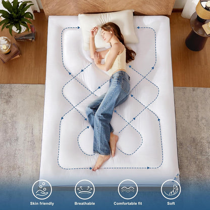 Queen Mattress Topper, Thick Pillow Top Bed Cover Soft Mattress Pad | Mattress Cover for Back Pain Relief,Cooling Deep Pocket 6-18" Fits Queen Mattresses for Couples, Bedrooms and Guest Rooms6