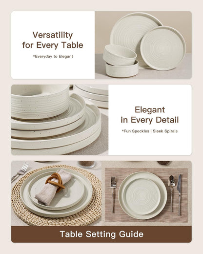 Stoneware Dinnerware Sets, Plates, Bowls, Dishes Set for 84