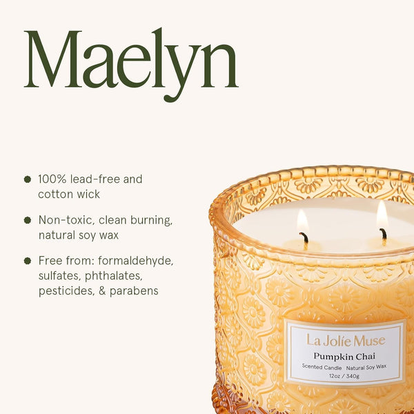 Pumpkin Chai Scented Candles for Home, Natural Soy 2-Wick6