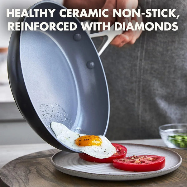 Valencia Pro 8" Ceramic Nonstick Frying Pan Skillet, Hard Anodized | Pfas-Free Nonstick, Induction Ready, Compatible with All Stovetops, Eggs & Omelets, Dishwasher Safe, Oven Safe up to 600F3
