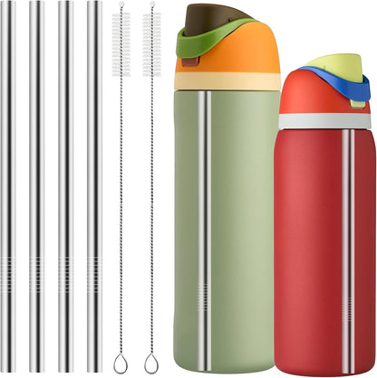 Metal Straw Replacement for Owala Water Bottle 24 Oz 32 Oz Accessories, with 2 Straw Cleaner, Reusable Stainless Steel Straws Compatible with Owala Water Bottle - 4Pcs1