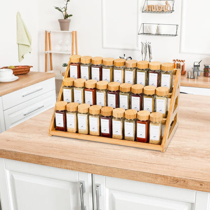 Spice Rack, Spice Organizer -3 Tier Bamboo Spice Racks, Solution for Spice Storage in Kitchens, Countertops，Storage Rooms and Other Places8