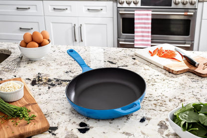 Enameled Cast Iron Skillet, 11 Inches, Caribbean Blue | Smooth Enameled Interior Cast Iron Skillet for Braising, Sautéing & Slow Cooking, Oven Safe & Easy to Clean3